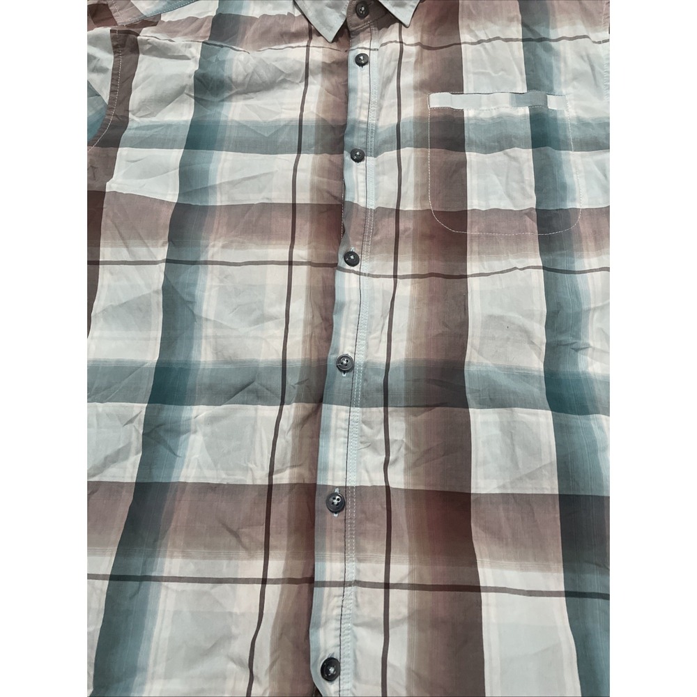 7 Diamonds Shirt Mens Large Plaid Button Up Cotton Short Sleeve Blue - Picture 9 of 13